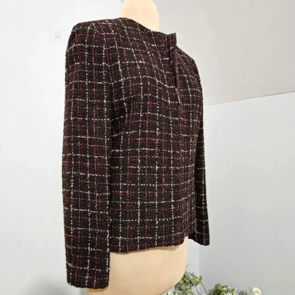 Kasper & Company ASL Vintage Wool Tweed Boucle Full Zip‎ Suit Blazer 12